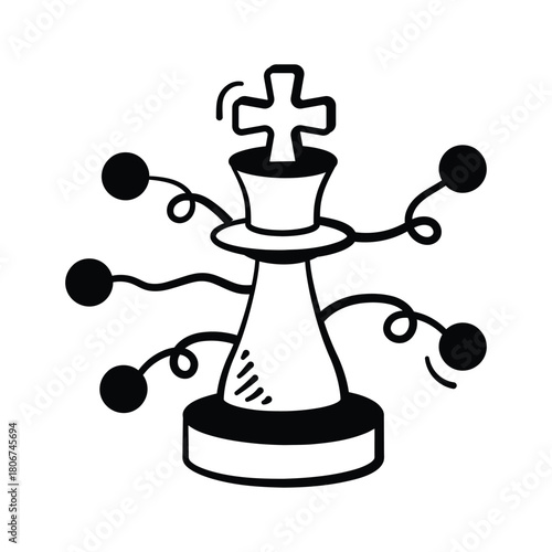 Creatively crafted hand drawn icon of ai strategy, analytical and tactical planning