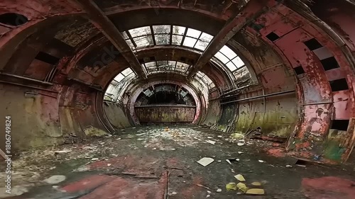 Surreal Abandoned Industrial Tunnel 360 Degree Environment with Peeling Paint and Mold