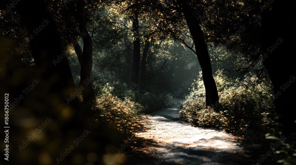 Fototapeta premium Forest path sunlight