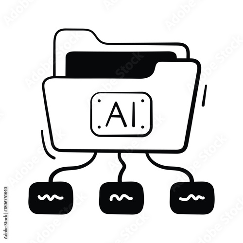 Take your hands on this amazing doodle style icon of network folder