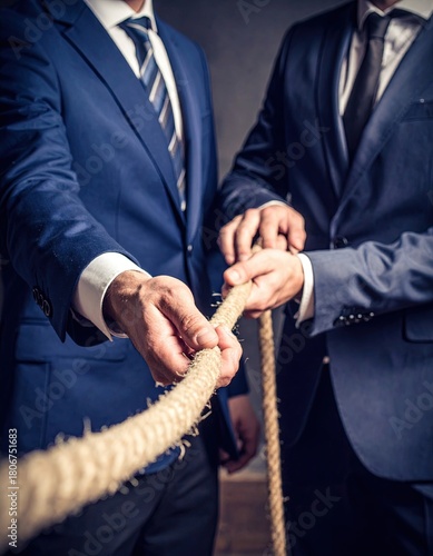 Business Tug of War Concept in Vintage Style, business finance tug-of-war illustration, corporate money competition concept art, financial teamwork conflict graphic design