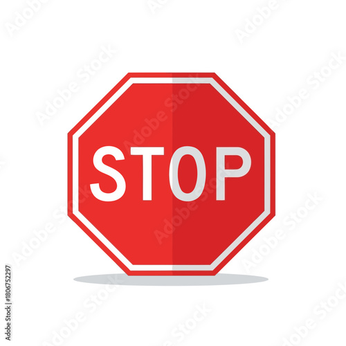 Stop sign with white text isolated on, a crucial symbol for traffic control and road safety, ensuring drivers halt at intersections