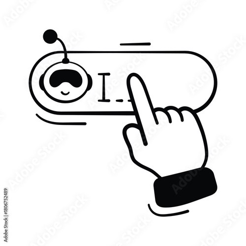 Smart AI powered search engine, trendy doodle style vector