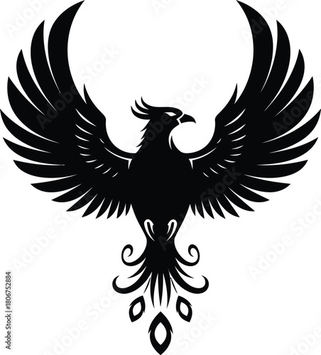 Phoenix bird logo design vector illustration fire bird mythical creature eps silhouette