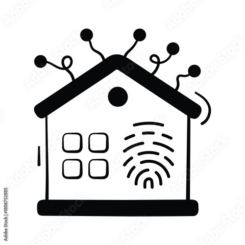 Creatively crafted amazing doodle style icon of smart home, premium vector