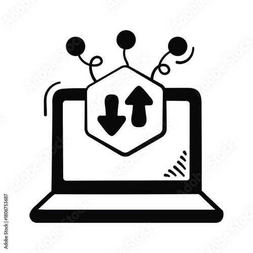 Well designed amazing doodle style icon of data transfer