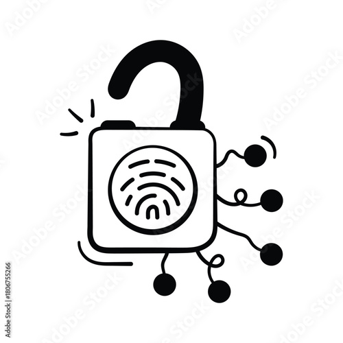 Well designed hand drawn doodle icon of smart lock