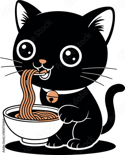 black cat with a fish