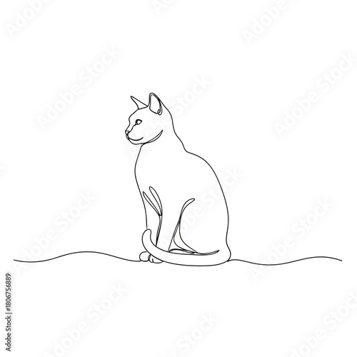 Elegant oneline drawing of a cat sitting isolated on perfect for petrelated designs, minimalist art, or animal themes