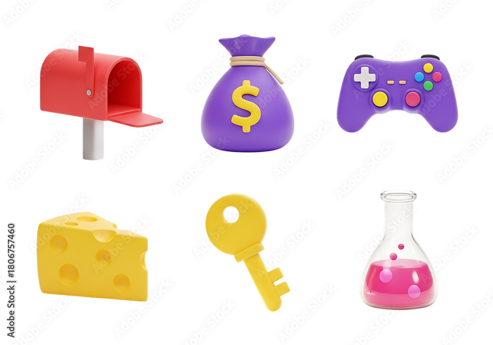 Fototapeta premium 3d icon of collection of 3d render icons isolated on transparent background for web design