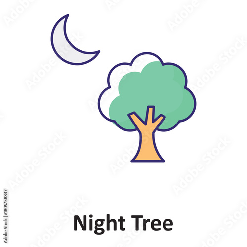 Night Tree Vector icon which can easily modify or edit