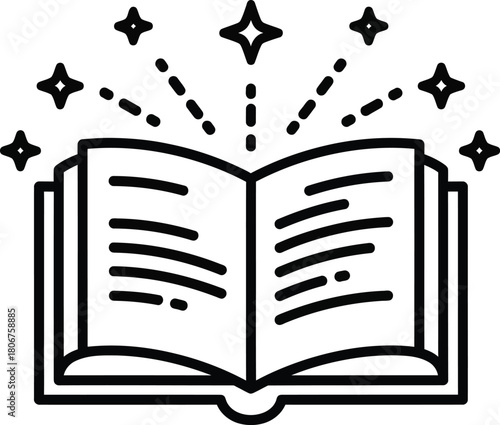 Open book with stars vector illustration for education and knowledge eps silhouette