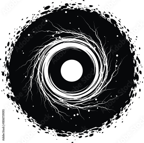 Abstract black and white vortex portal illustration vector graphic art eps silhouette