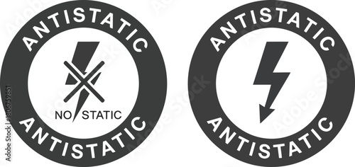 Antistatic symbol icons warning electricity hazard lightning bolt protection safe static discharge warning vector