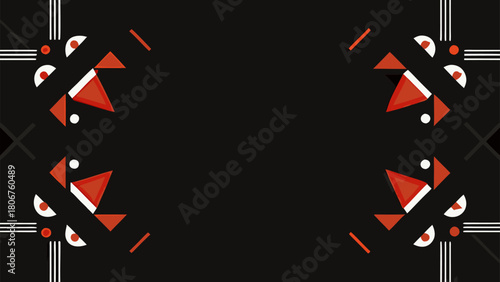 Minimalist Geometric Christmas Black Cats in Corners Festive Art