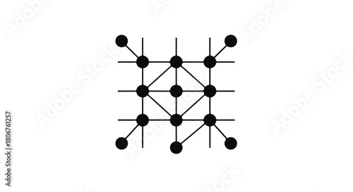 Abstract network of interconnected nodes and lines forming a grid structure.