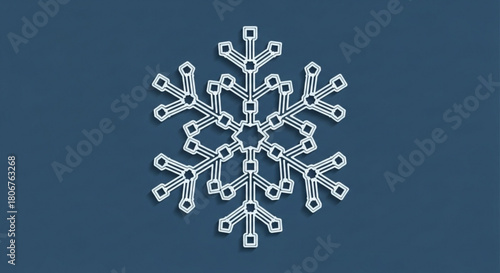 Geometric snowflake on a blue background, a symbol of winter and cold weather, perfect for seasonal designs and festive decorations, adding a touch of icy elegance