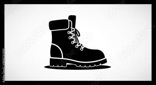 Silhouette of a sturdy work boot isolated on, representing durability, protection, and ruggedness, perfect for outdoor adventures and demanding jobs