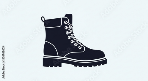 Silhouette of a robust work boot isolated on, symbolizing resilience, reliability, and readiness for any challenge, ideal for demanding tasks and outdoor pursuits