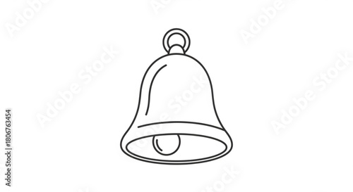 Illustration of a simple bell isolated on, a classic symbol of notification, celebration, and announcement, drawn with clean lines and minimalist design