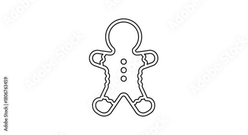 Gingerbread man outline, isolated on a simple and charming design for holiday crafts and decorations