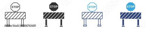 Barrier stop sign icon set, Traffic safety and road control icon , vector illustration . 