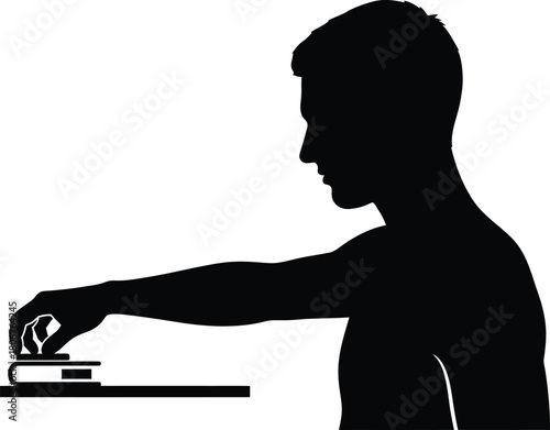 Silhouette of man reading book study education knowledge learning concept eps