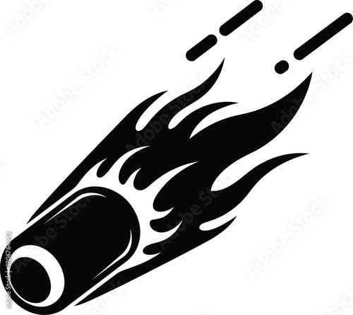 Falling meteor icon vector illustration black and white space design art eps silhouette