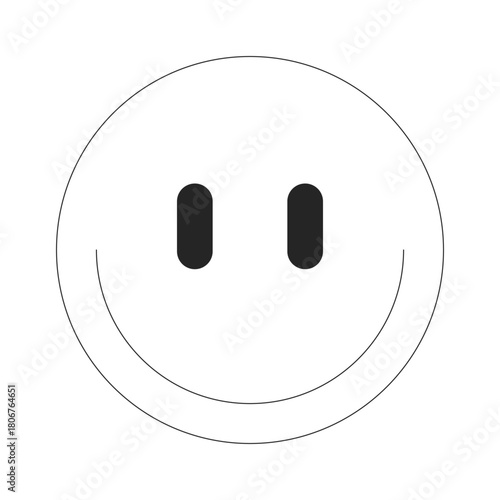 Minimalist smile face 2D line object. Happiness and positivity reaction. Emotional expression. Friendly cheerful emoji isolated clipart vector ink outline item. Monochrome spot illustration