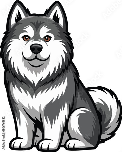 Cute cartoon a illustrator vector Alaskan Malamute