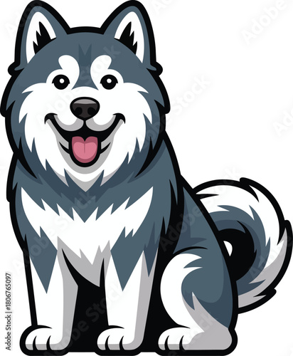 Cute cartoon a illustrator vector Alaskan Malamute