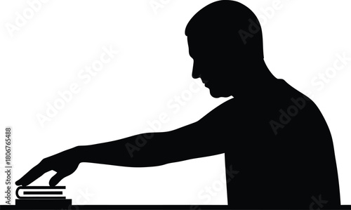 Silhouette of man reading book studying learning education knowledge eps