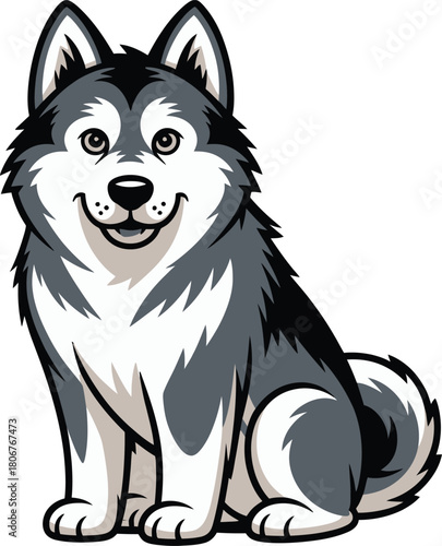 Cute cartoon a illustrator vector Alaskan Malamute