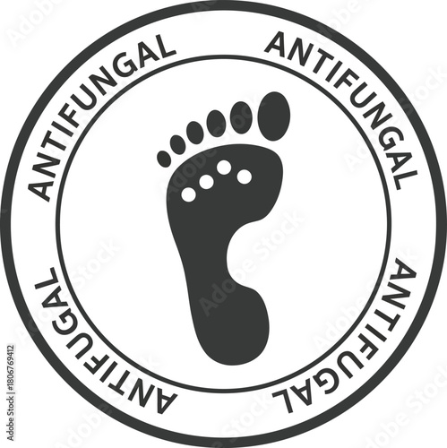 Antifungal foot protection symbol circular stamp graphic clean foot health care vector