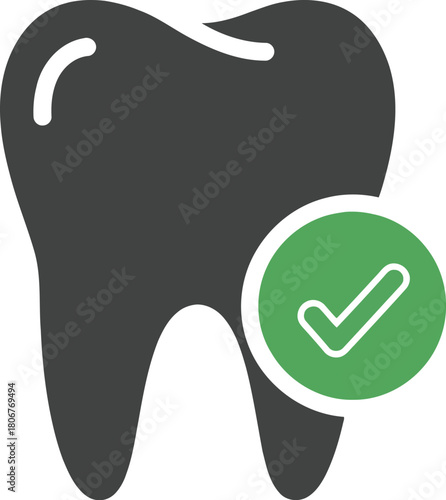 Healthy tooth icon dental care checkmark symbol oral hygiene medical graphic vector
