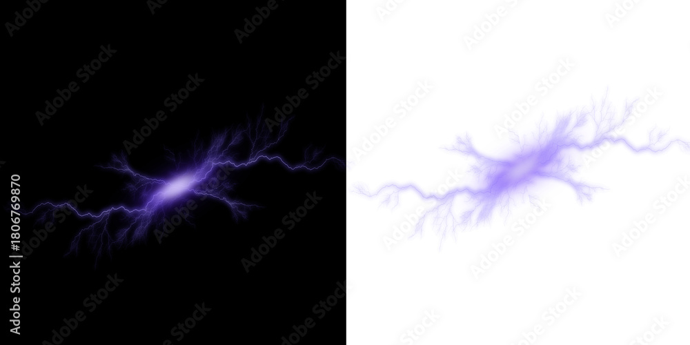 Fototapeta premium Dynamic purple energy discharge with electric lightning effect