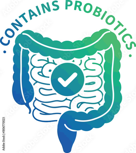 Healthy gut icon with probiotics and checkmark symbol for intestinal wellness and digestion health vector