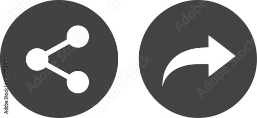 Sharing icon and forward arrow icon circular buttons simple vector graphics communication and navigation elements vector