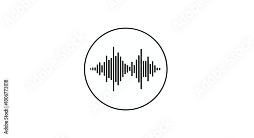 Crisp audio waveform icon within a clean circle, symbolizing sound or voice