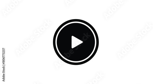 Simple black play button icon on a clean white background