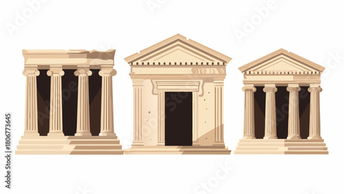 Ancient Greek temples stand strong, a journey through time and architectural marvels in beige tones