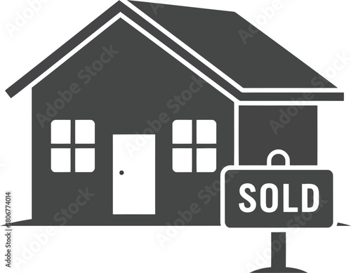 Sold house icon simple graphic symbol for real estate property sale success and home ownership achievement vector