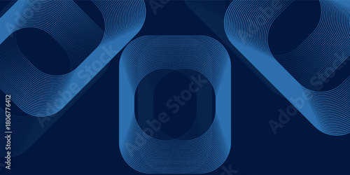 Blue abstract background with glowing arrow lines. Modern shiny blue geometric lines design gradient