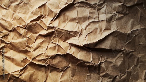 Wallpaper Mural Close-up of crumpled kraft paper texture with rich shadows and sharp creases, a versatile brown background for packaging, design, crafts, posters, and editorial layouts Torontodigital.ca