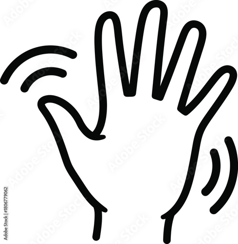 Hand waving vector illustration gesture hello bye goodbye outline icon eps silhouette