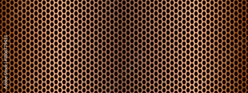 Metallic copper or bronze gradient speaker grille or metal mesh vector background