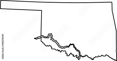 Oklahoma outline map vector illustration state borders and geography art eps silhouette