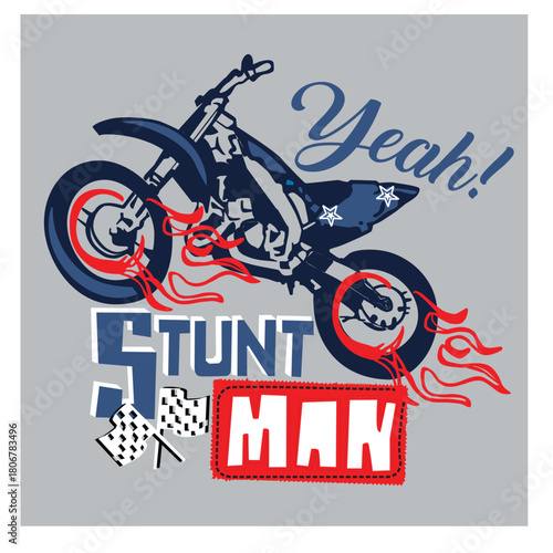 sports motorcycle print  illustration