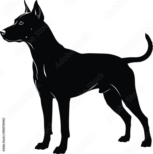 Black dog silhouette vector illustration of a dog standing sideways eps