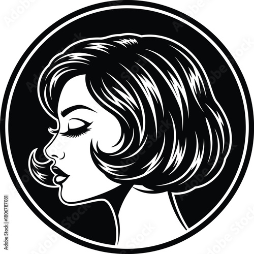 Woman with bob haircut vector illustration beauty salon logo design art eps silhouette